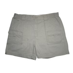 St. John’s Bay Cargo Shorts Men’s Size 44 Khaki Cotton Elastic Waist Pockets